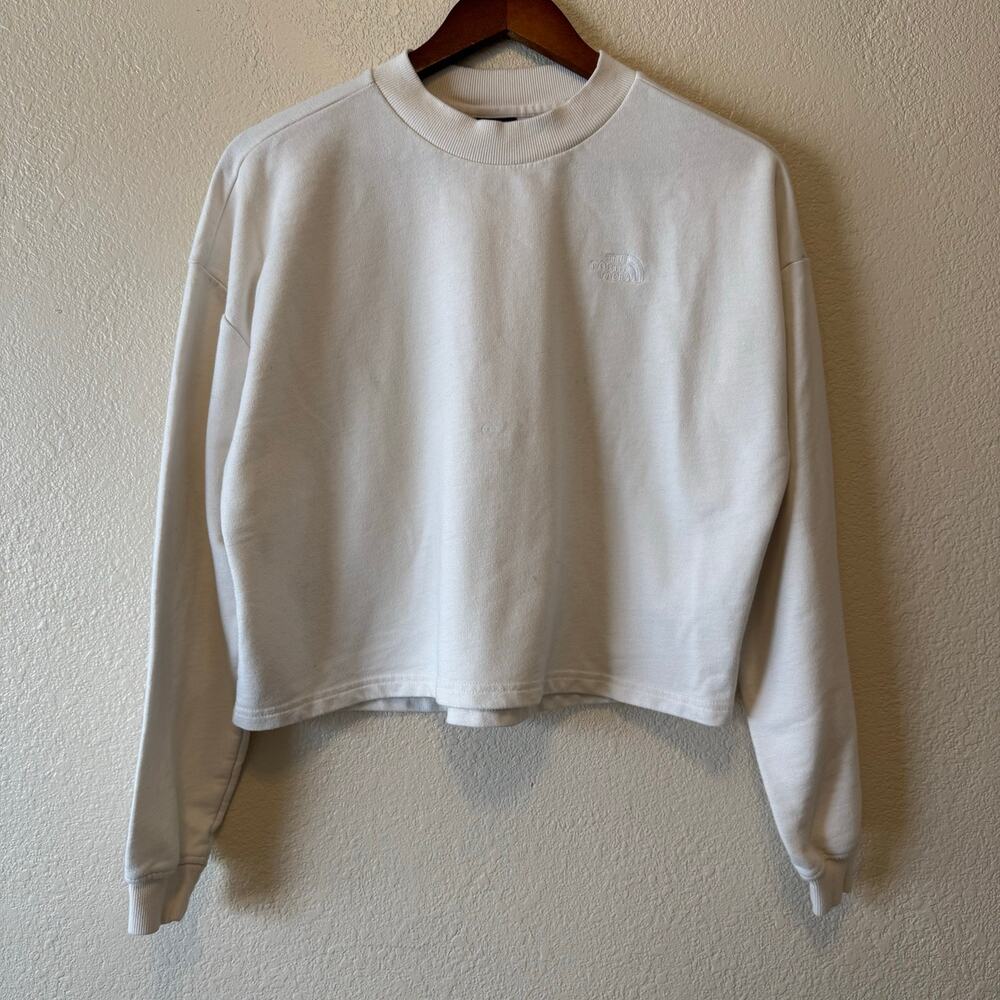 The North Face Cream Cropped Sweatshirt Women’s Small Embroidered Logo